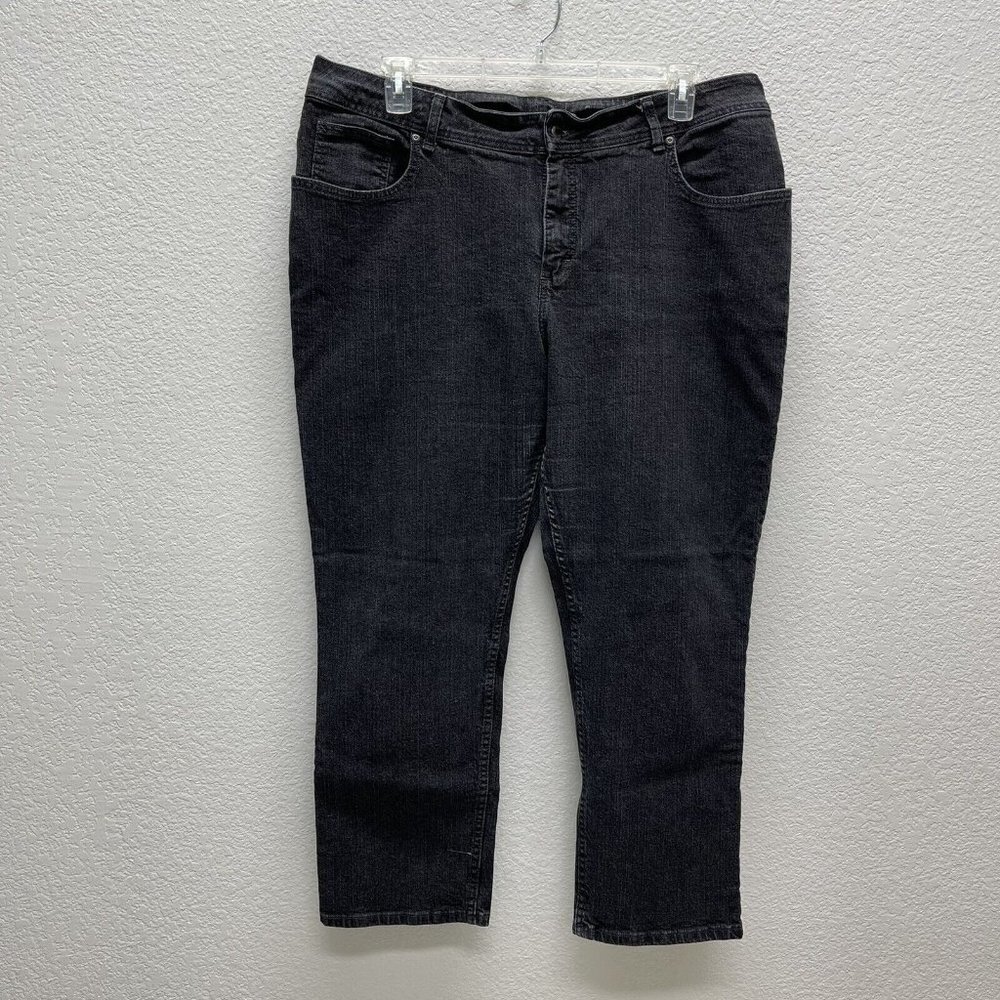 Riders By Lee Women Jeans Size 22W Petite Black Straight Relaxed High Rise Denim
